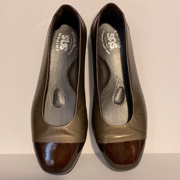 SAS Tripad Coco Bronze/Brown Leather & Patent Leather Ballet Flats - Picture 9 of 11